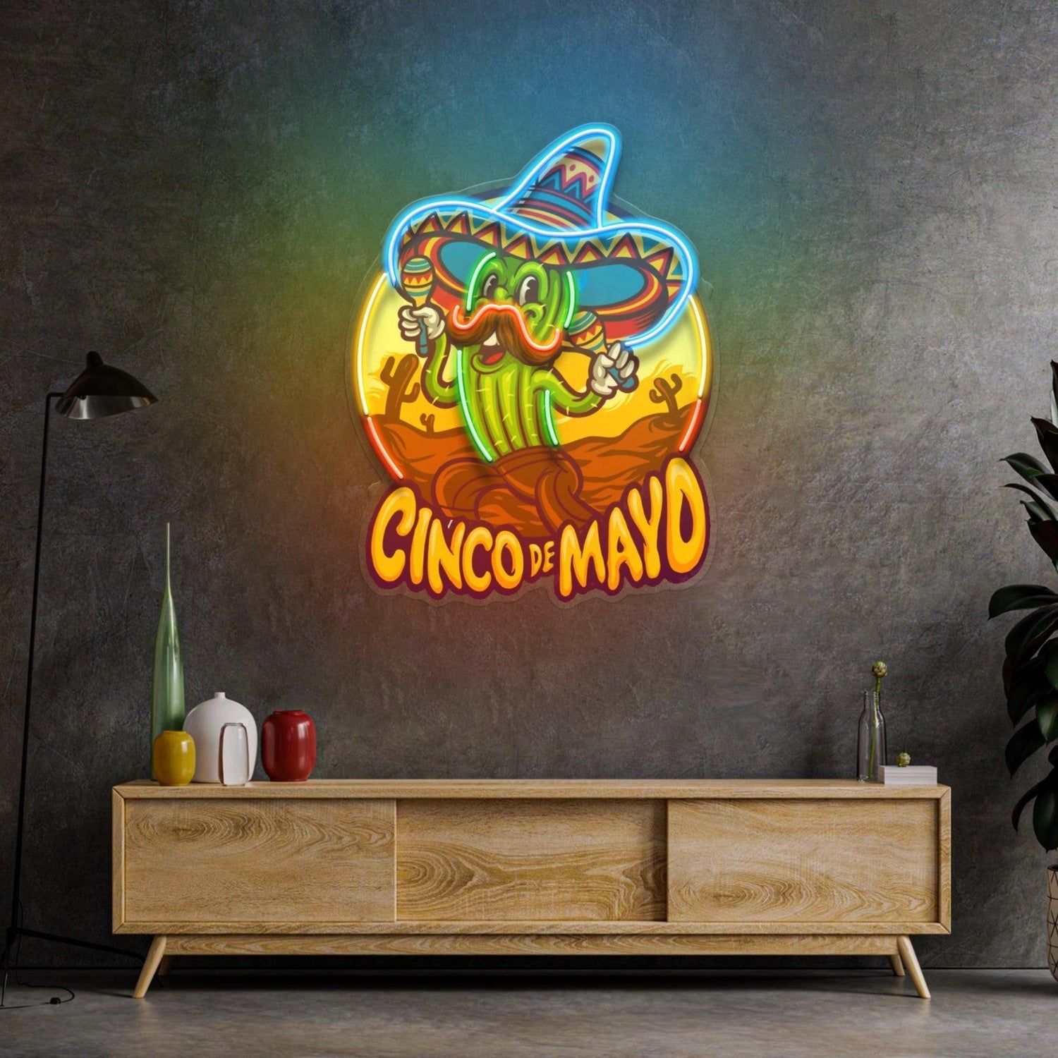 Cinco De Mayo Skull Heart Uv Printed Led Neon Sign Pink Yellow Art Bar Studio Decor | Shineneon