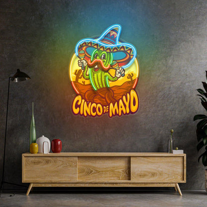 Cinco De Mayo Skull Heart Uv Printed Led Neon Sign Pink Yellow Art Bar Studio Decor | Shineneon