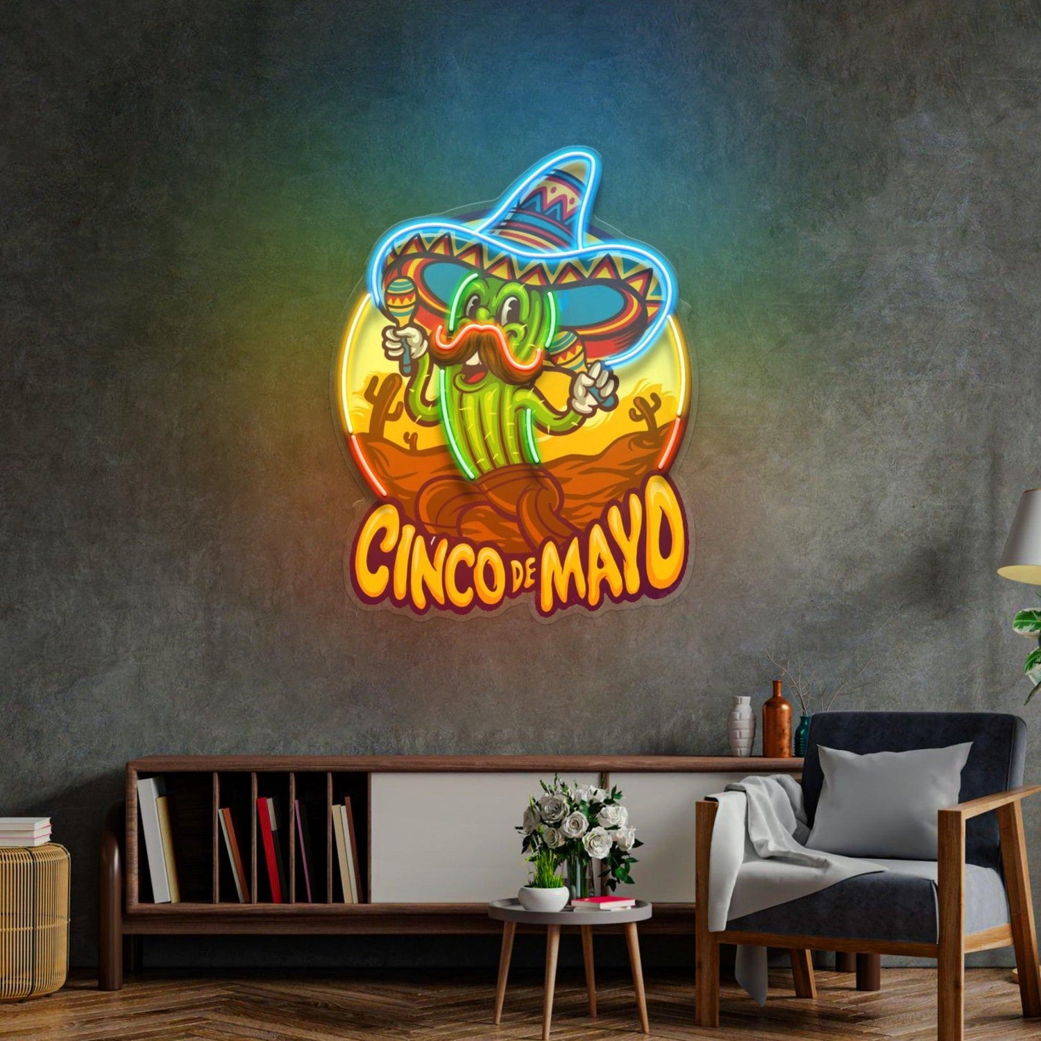 Cinco De Mayo Skull Heart Uv Printed Led Neon Sign Pink Yellow Art Bar Studio Decor | Shineneon