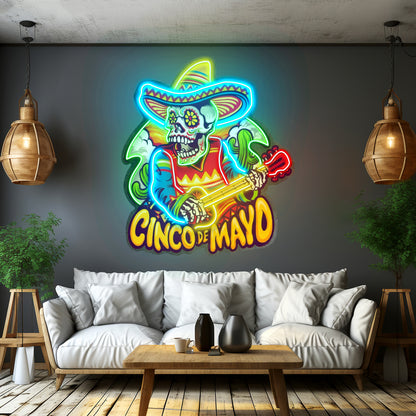 Cinco De Mayo Skull Led Neon Sign Light Custom Led Signs