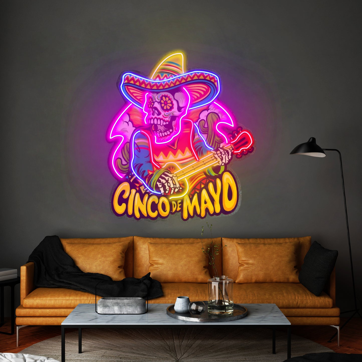 Cinco De Mayo Skull Led Neon Sign Light Custom Led Signs