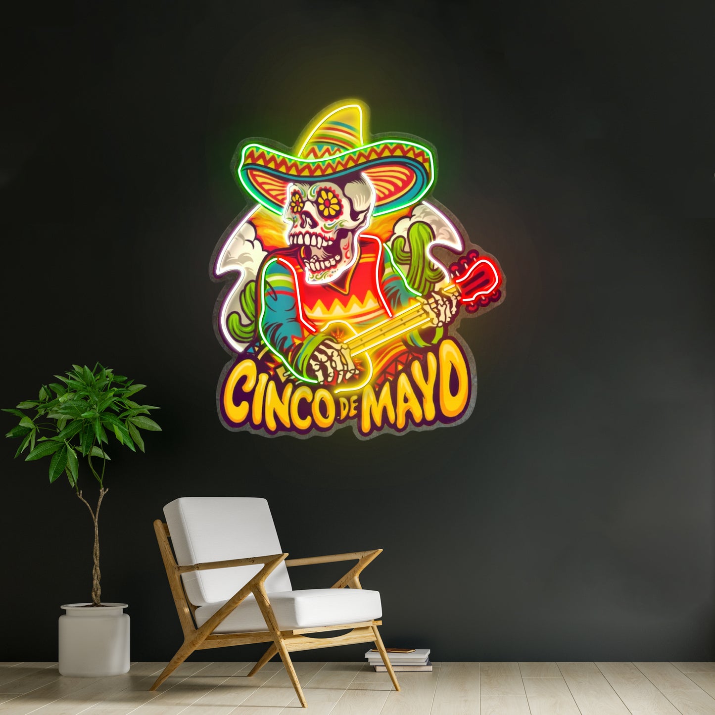 Cinco De Mayo Skull Led Neon Sign Light Custom Led Signs