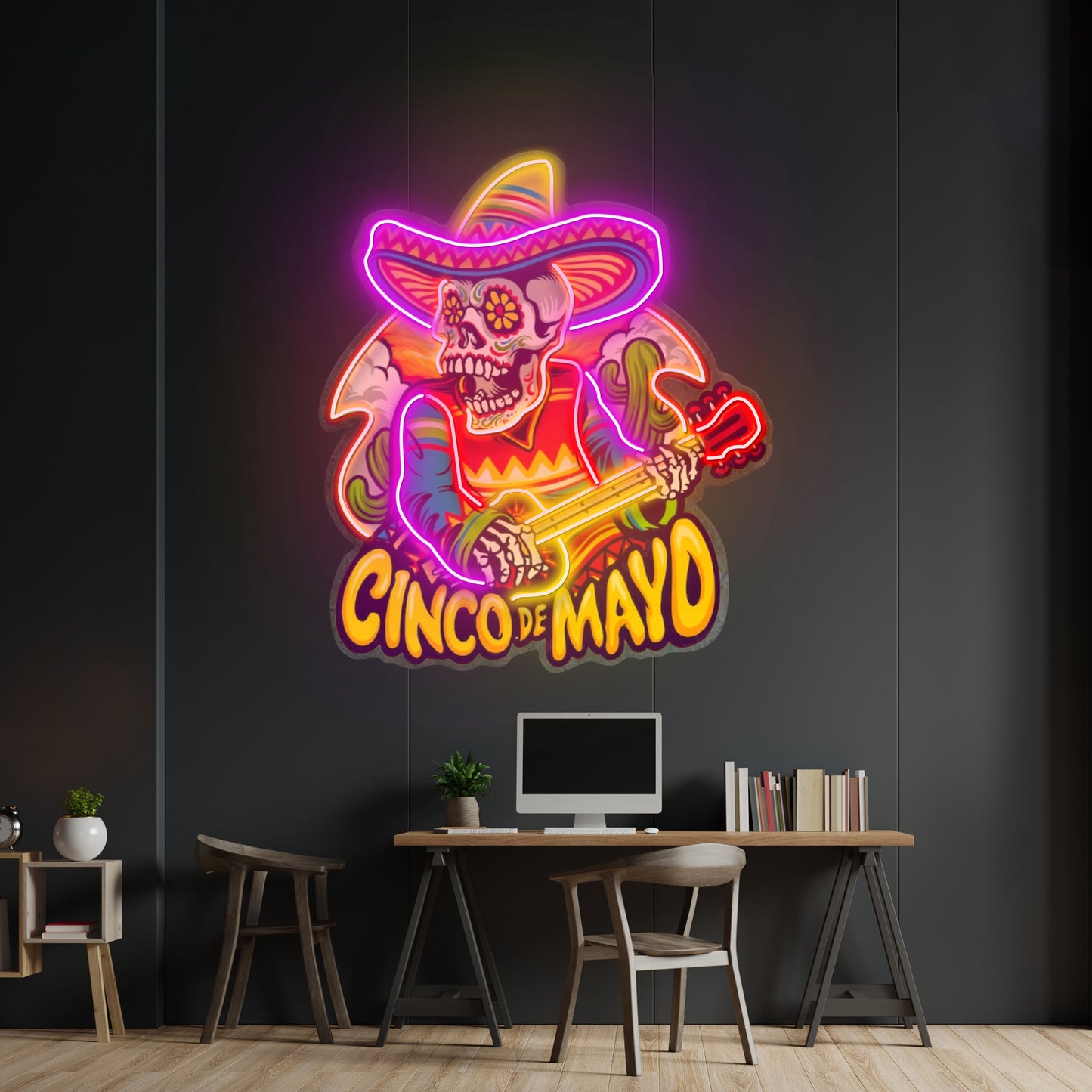 Cinco De Mayo Skull Led Neon Sign Light Custom Led Signs