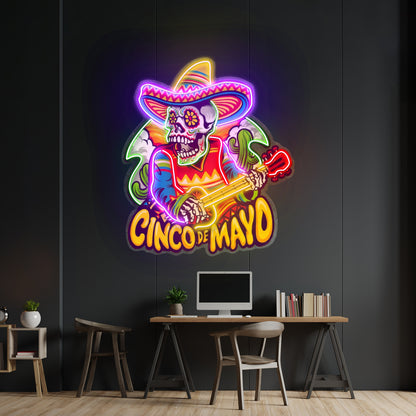 Cinco De Mayo Skull Led Neon Sign Light Custom Led Signs