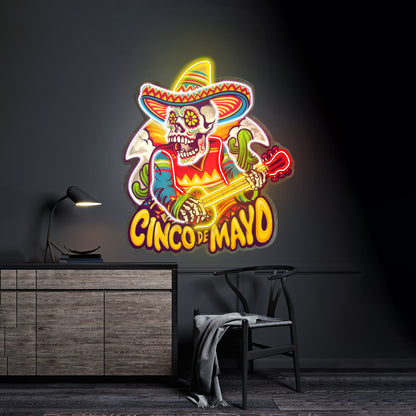 Cinco De Mayo Skull Led Neon Sign Light Custom Led Signs