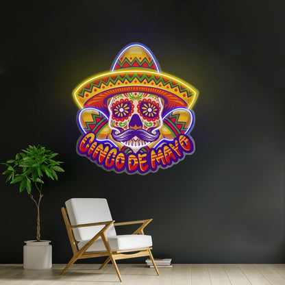 Cinco De Mayo Skull Mascot Led Neon Sign Light Custom Led Signs - Shineneon