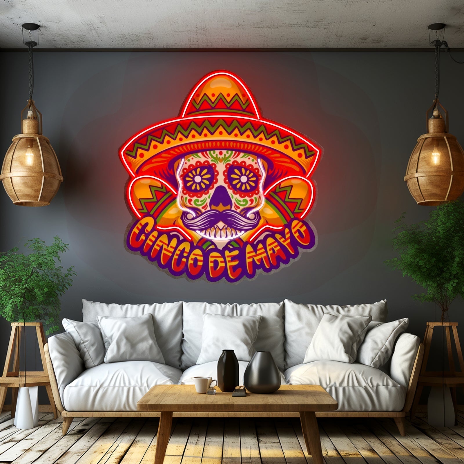 Cinco De Mayo Skull Mascot Led Neon Sign Light Custom Led Signs - Shineneon