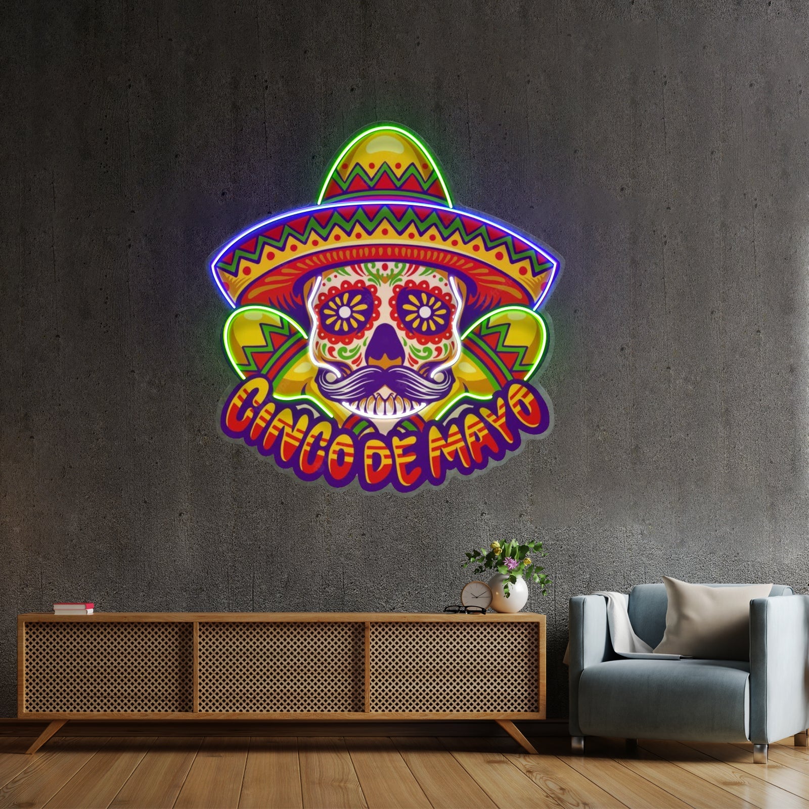 Cinco De Mayo Skull Mascot Led Neon Sign Light Custom Led Signs - Shineneon