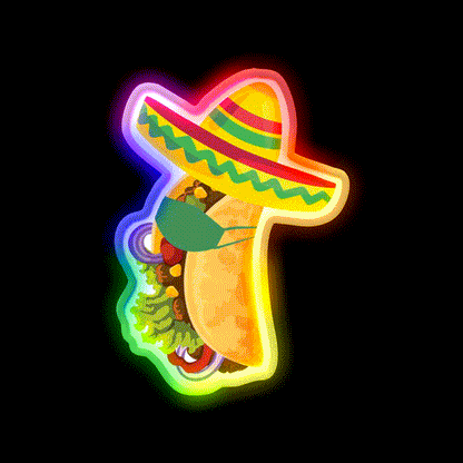 Cinco De Mayo Taco Quarantine Taco Led Neon Sign Wall Light Rgb Color - LED neon sign close-up detail