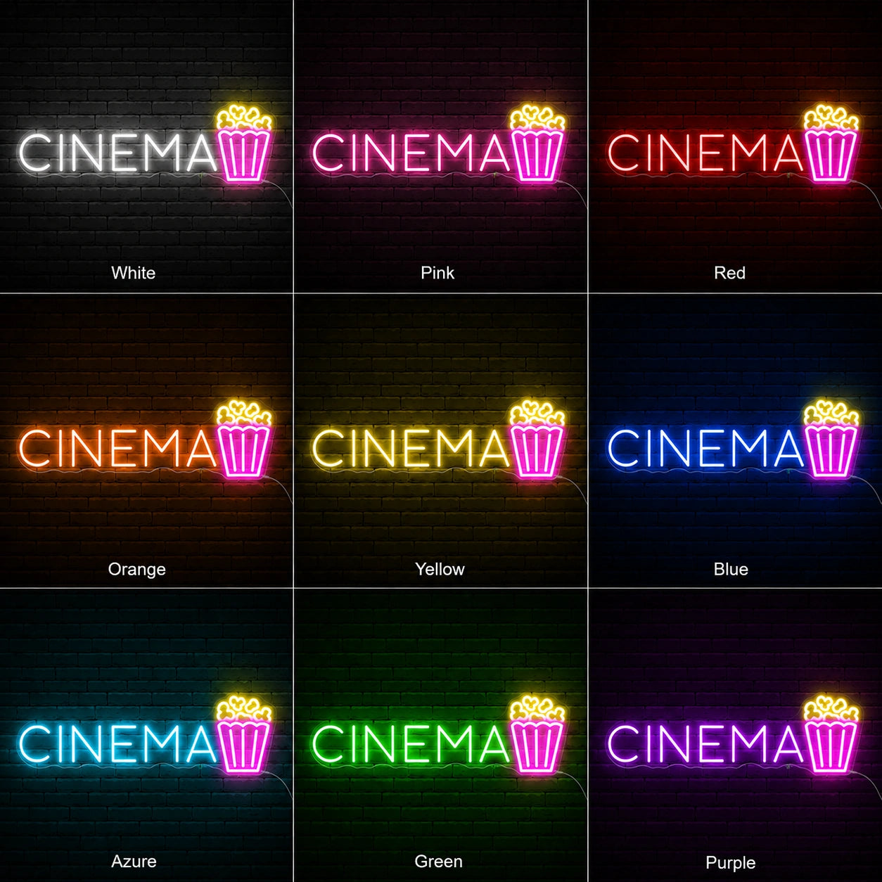 Cinema Snack Cup Neon Sign LED Neon Sign color grid