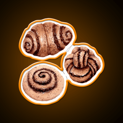 Cinnamon Pastry Pattern Watercolour Painting Snack Food Led Neon Sign Rgb Color - Shineneon