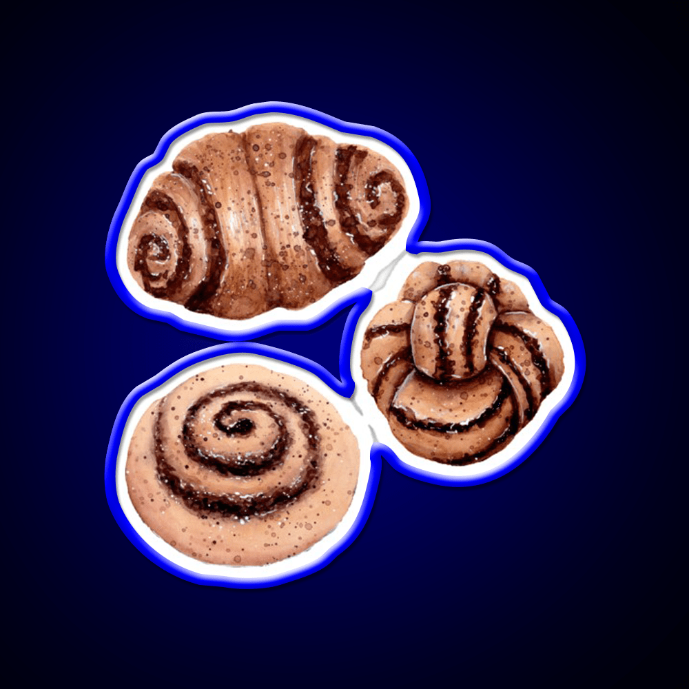 Cinnamon Pastry Pattern Watercolour Painting Snack Food Led Neon Sign Rgb Color - Shineneon