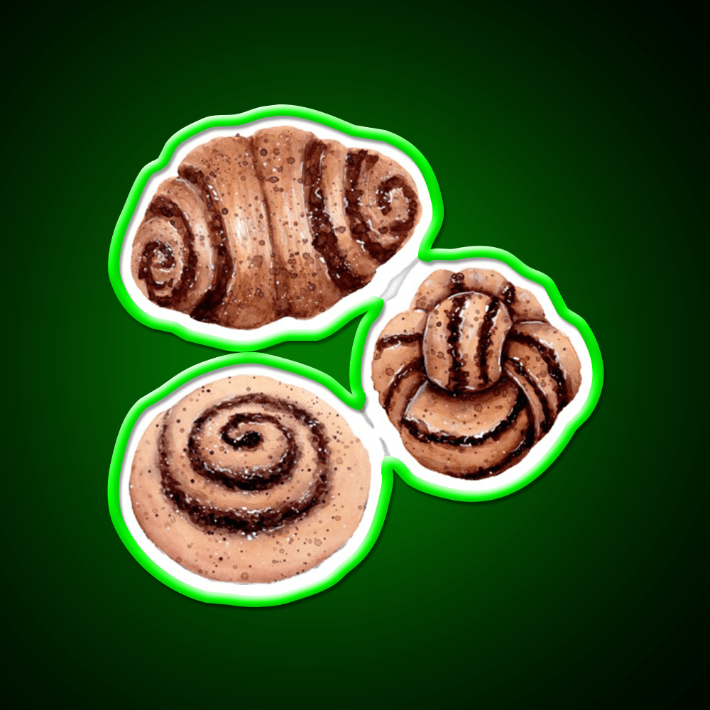 Cinnamon Pastry Pattern Watercolour Painting Snack Food Led Neon Sign Rgb Color - Shineneon