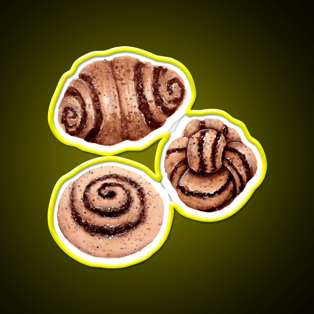 Cinnamon Pastry Pattern Watercolour Painting Snack Food Led Neon Sign Rgb Color - Shineneon