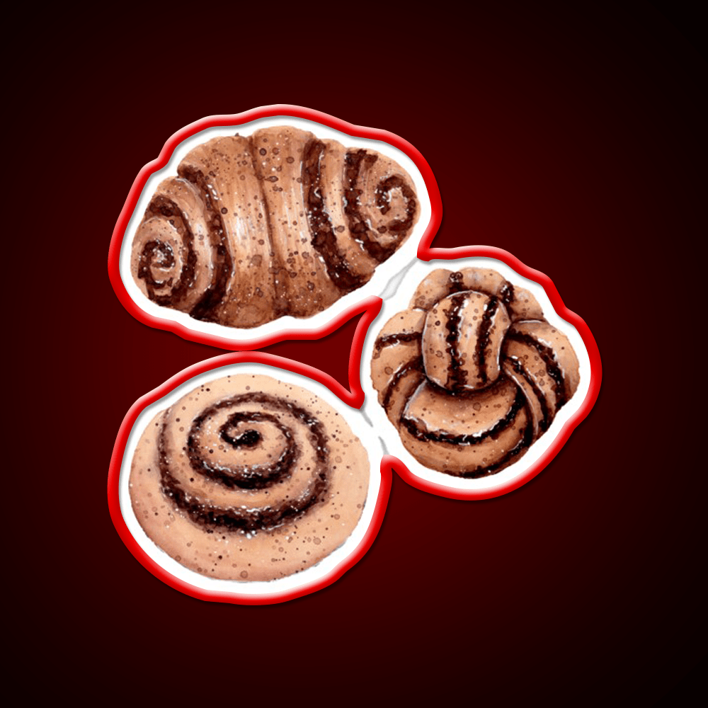Cinnamon Pastry Pattern Watercolour Painting Snack Food Led Neon Sign Rgb Color - Shineneon