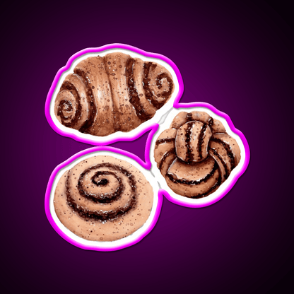 Cinnamon Pastry Pattern Watercolour Painting Snack Food Led Neon Sign Rgb Color - Shineneon