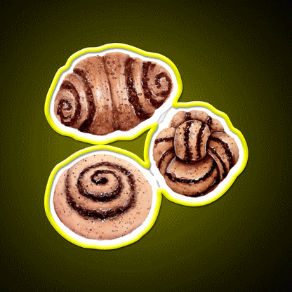 Cinnamon Pastry Pattern Watercolour Painting Snack Food Led Neon Sign Rgb Color - Custom LED neon sign front view