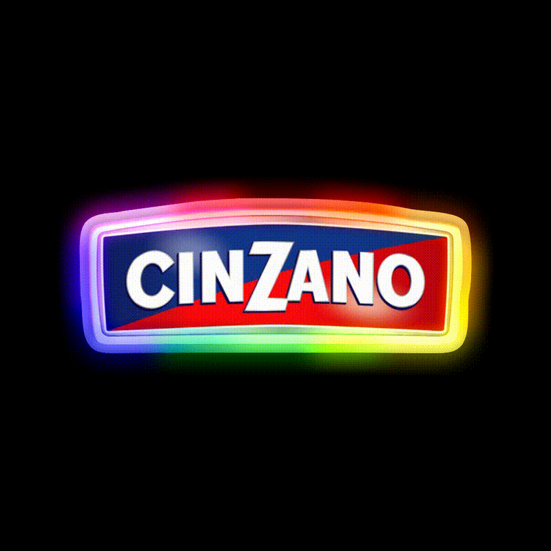 Cinzano Logo Monogram Cocktail Bar Decor Led Neon Sign Rgb Color - LED neon sign close-up detail