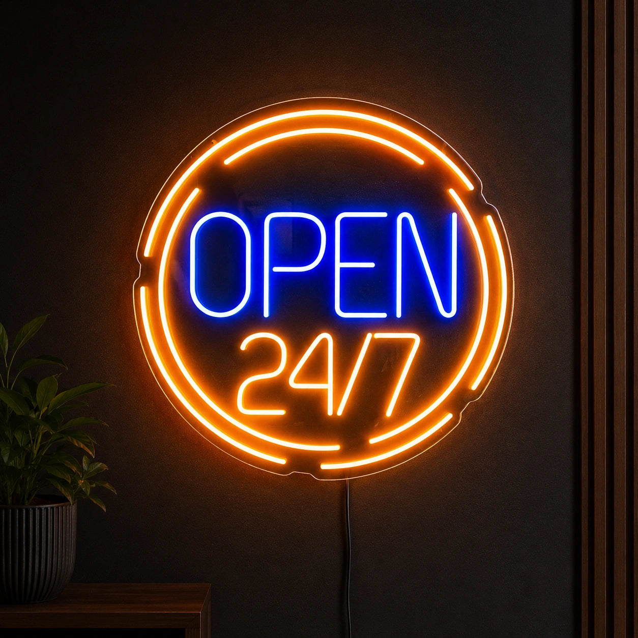Circle Open 24 Seven Neon Sign LED Neon Sign high-converting product image