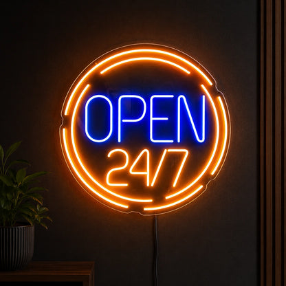 Circle Open 24 Seven Neon Sign LED Neon Sign high-converting product image
