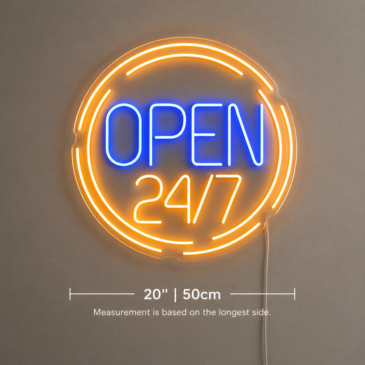 Circle Open 24 Seven Neon Sign LED Neon Sign size image