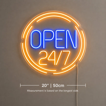 Circle Open 24 Seven Neon Sign LED Neon Sign size image