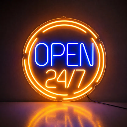 Circle Open 24 Seven Neon Sign LED Neon Sign main product image