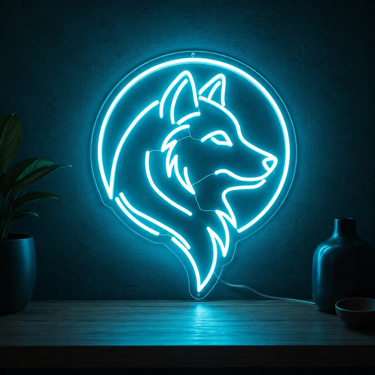 Circle Wolf Head Neon Sign LED Neon Sign high-converting product image
