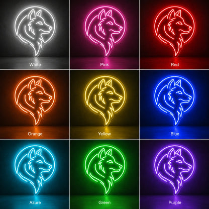 Circle Wolf Head Neon Sign LED Neon Sign color grid