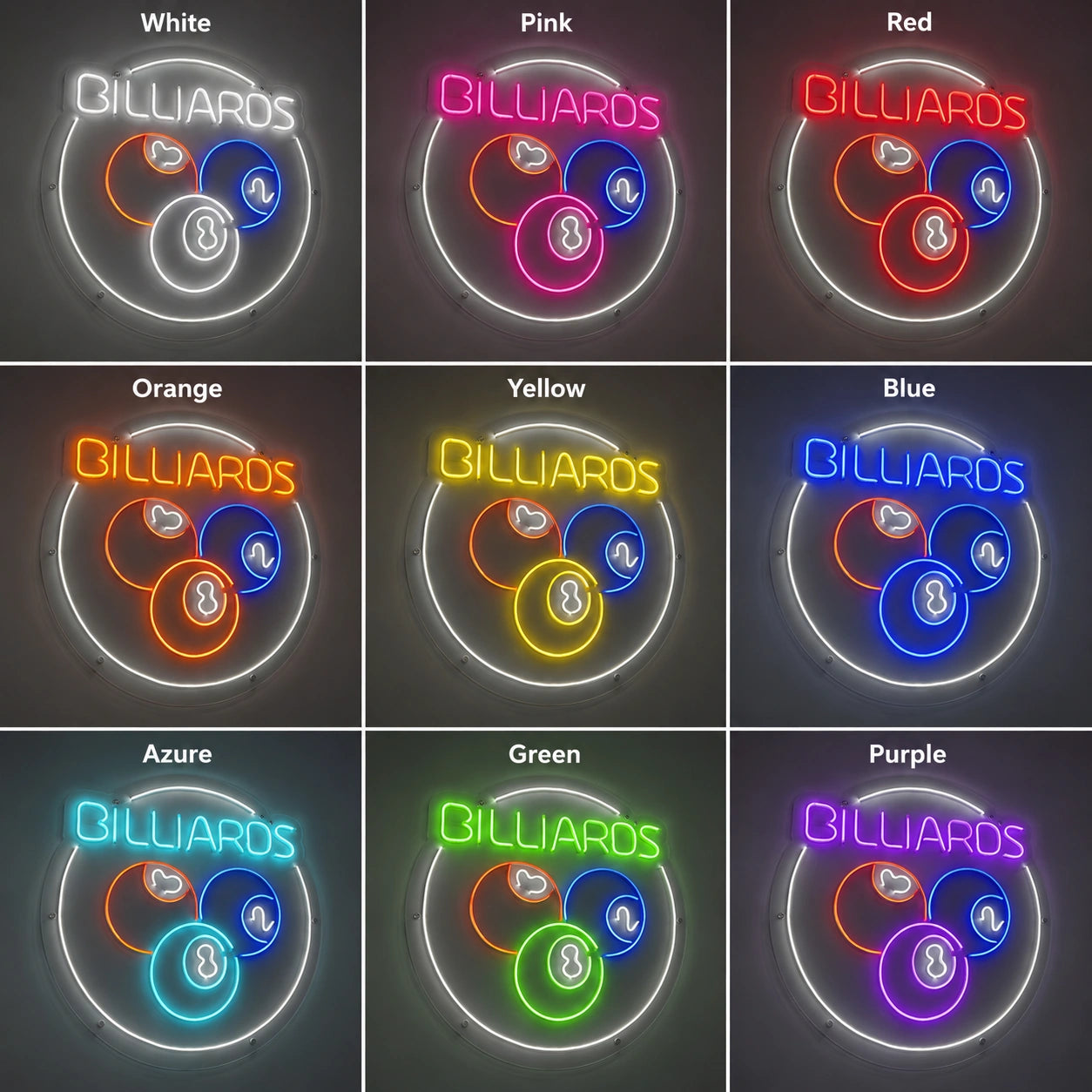 Circular Billiards Ball Neon Sign LED Neon Sign color grid