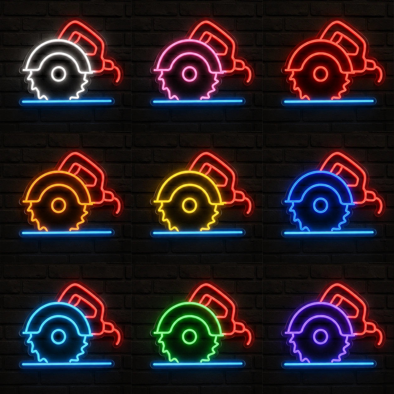 Circular Saw Workshop Neon Sign LED Neon Sign color grid