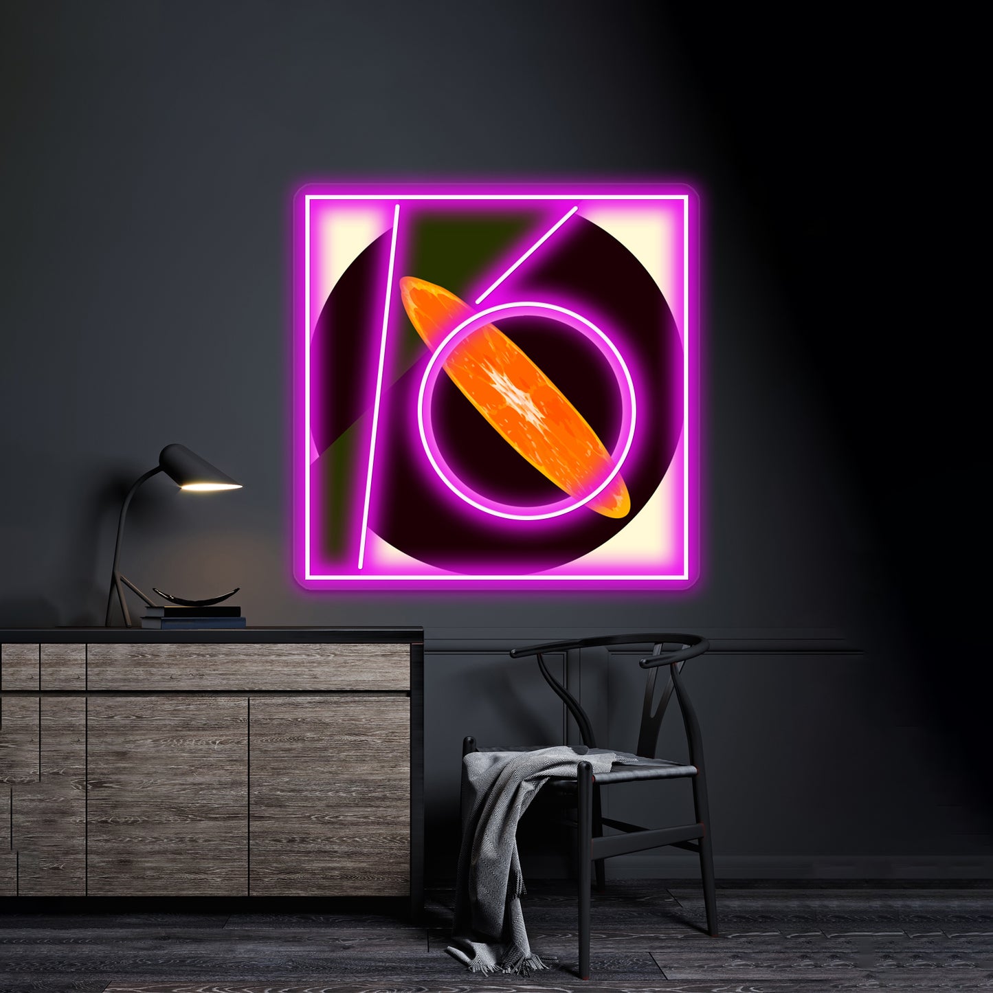 Citrus Abstract Constructiviststyle Modern Art Composition Wall Artwork Neon Signs