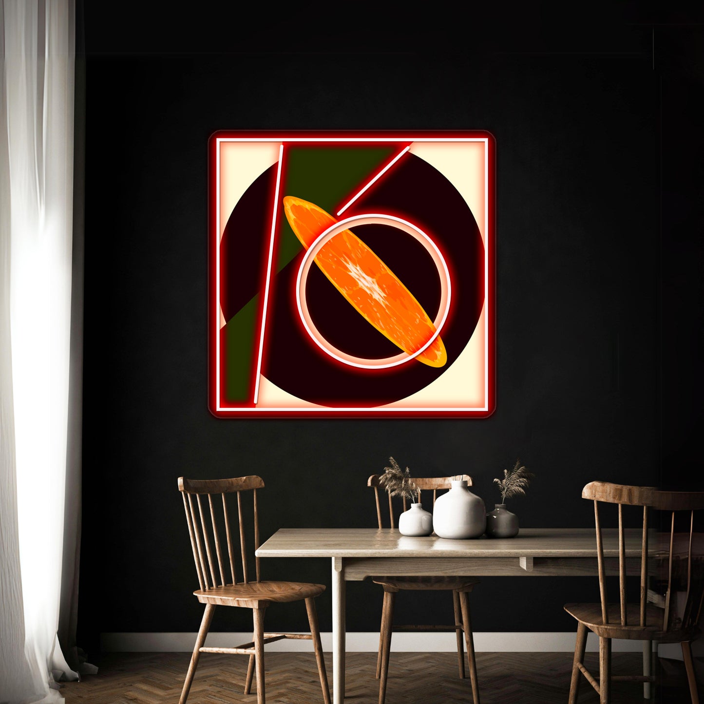 Citrus Abstract Constructiviststyle Modern Art Composition Wall Artwork Neon Signs