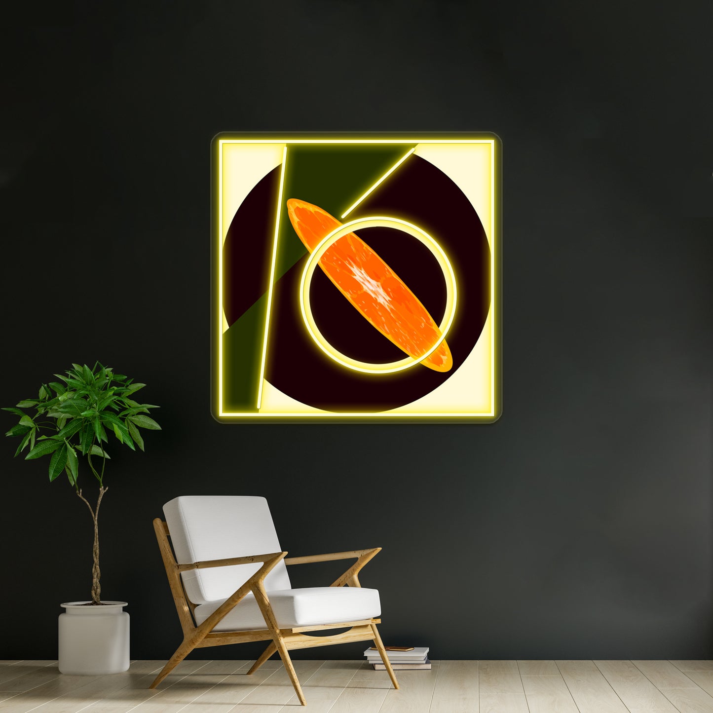 Citrus Abstract Constructiviststyle Modern Art Composition Wall Artwork Neon Signs