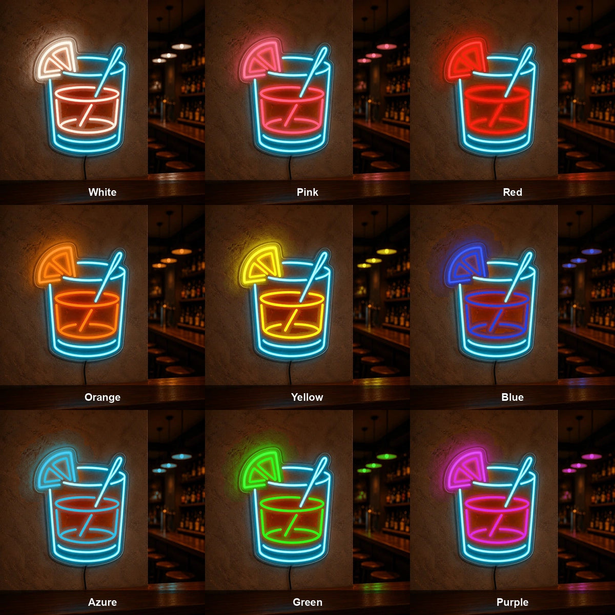 Citrus Slice Cocktail Glass LED Neon Sign - Shineneon