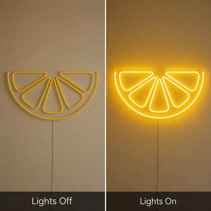 Citrus Slice Neon Sign LED Neon Sign day and night comparison