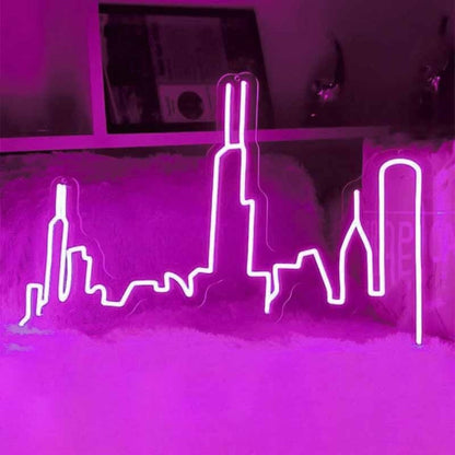 City Skyline Abstract Lines Artistic Led Neon Sign - Shineneon