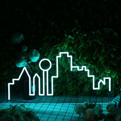 City Skyline Blue Led Neon Sign - Shineneon