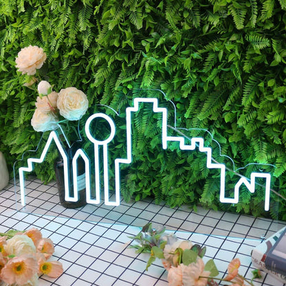 City Skyline Blue Led Neon Sign - Shineneon