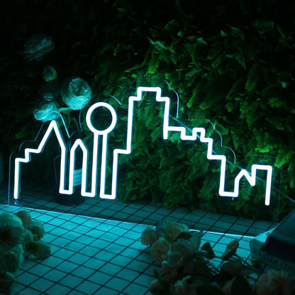 City Skyline Blue Led Neon Sign - Shineneon