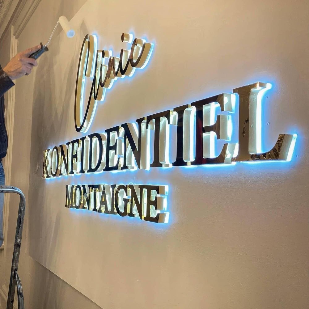 Civic Konfidentiel Montagne 3D Backlit Letters Business Metal Led Sign - Shineneon