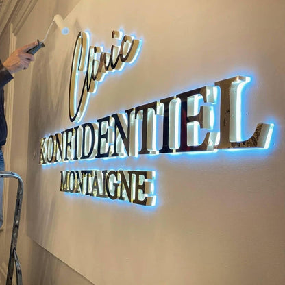 Civic Konfidentiel Montagne 3D Backlit Letters Business Metal Led Sign - Shineneon