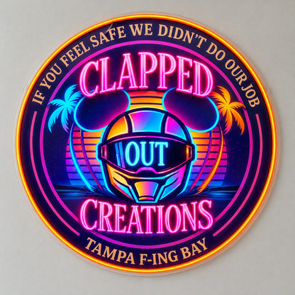 Clapped Out Custom LED Neon Sign | 0b4510d572c01939ee111e3ef6ae239e264838a24ac9c45686ef4a48d5e6a58d | natural_light