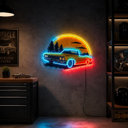 Classic Car Garage Wall Neon Sign LED Neon Sign real lifestyle scene