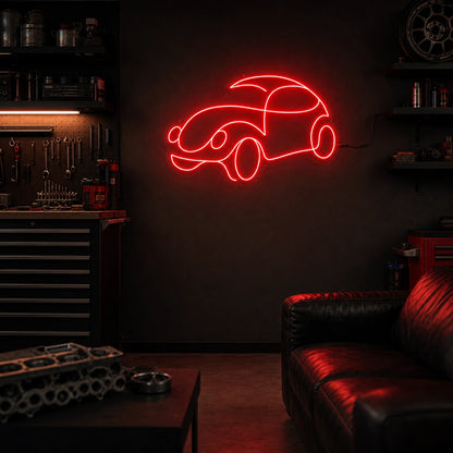 Classic Car Outline LED Neon Sign real lifestyle scene