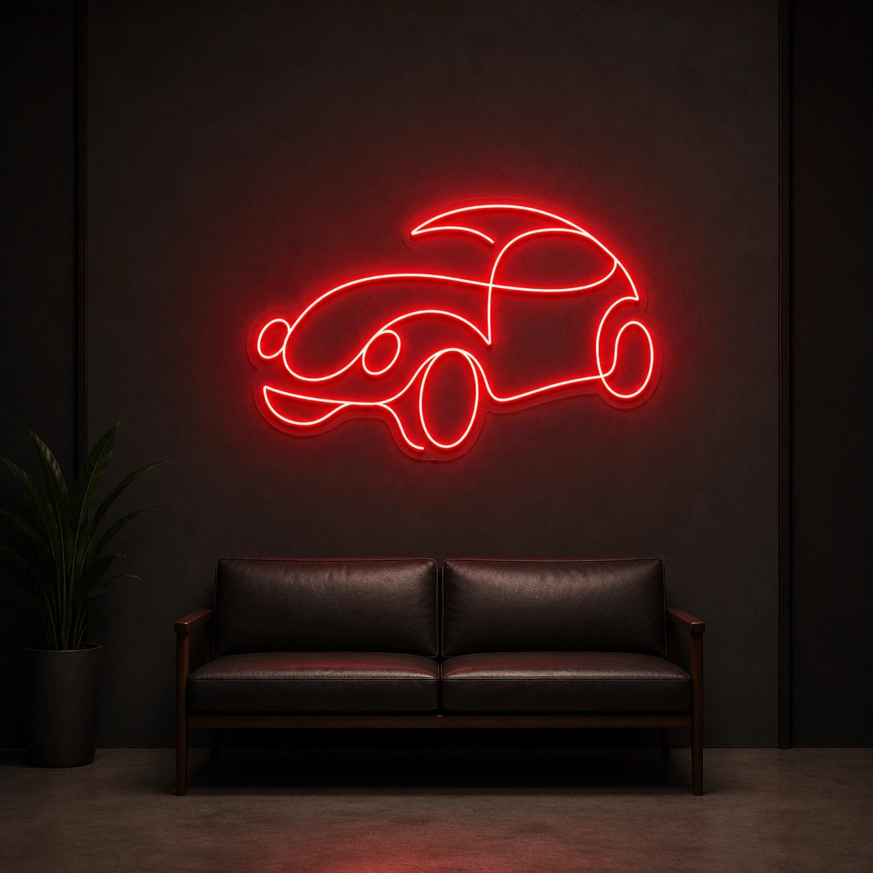 Classic Car Outline LED Neon Sign Home Garage Wall Decoration size image