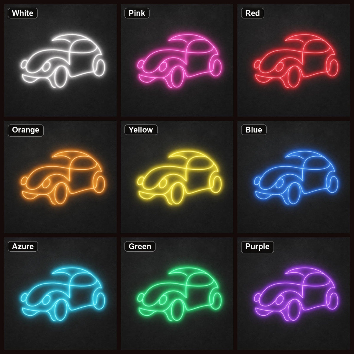 Classic Car Outline LED Neon Sign Man Cave Neon Sign - Shineneon
