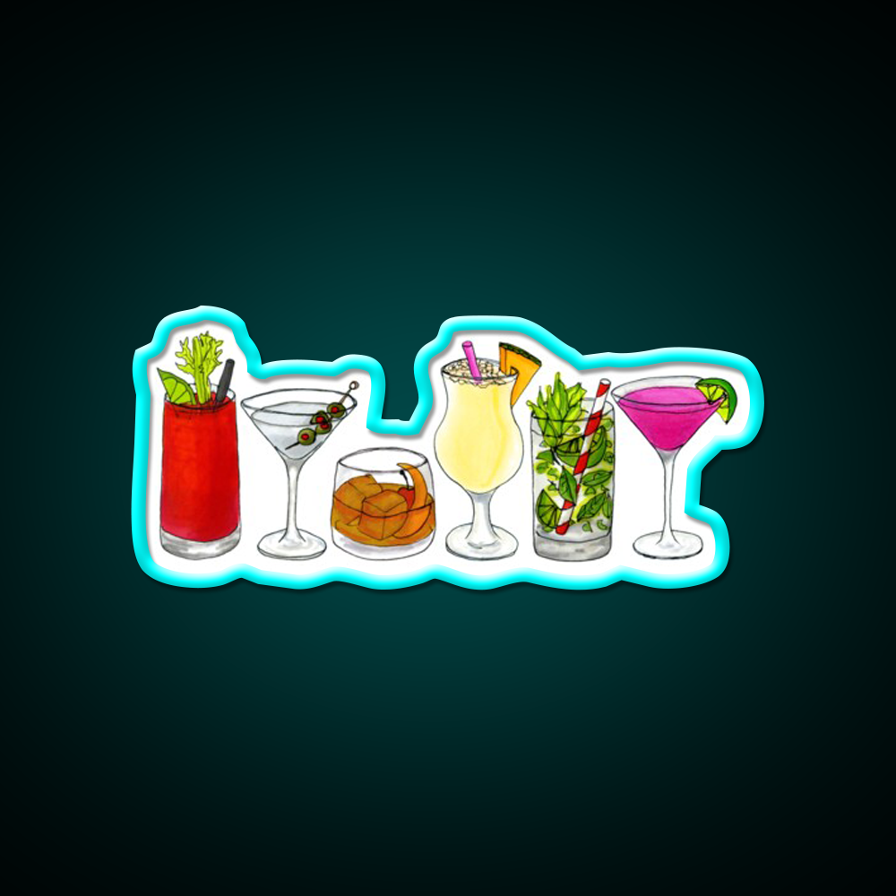 Classic Cocktail Collection Cocktail Bar Decor Led Neon Sign Rgb Color - Size and dimension reference
