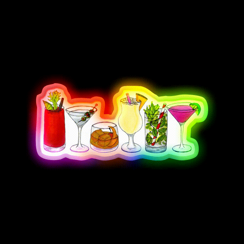 Classic Cocktail Collection Cocktail Bar Decor Led Neon Sign Rgb Color - LED neon sign close-up detail
