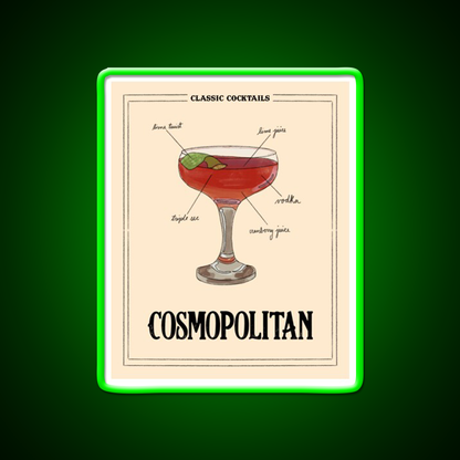 Classic Cocktails Cosmo Cocktail Bar Decor Led Neon Sign Rgb Color - LED neon sign view 8